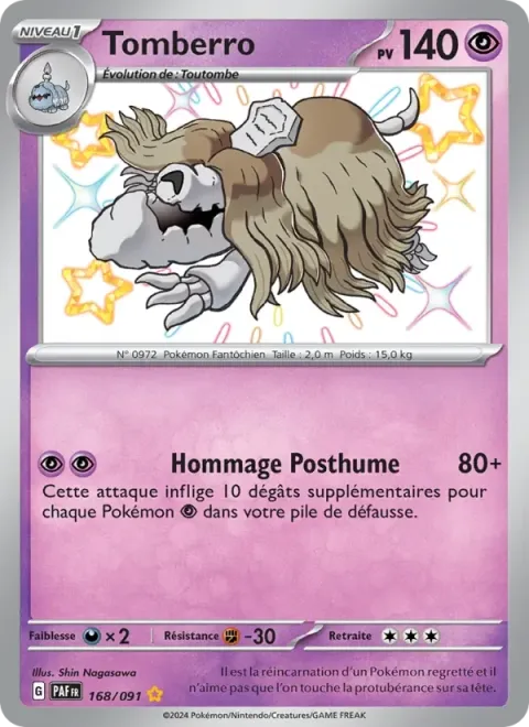 Carte Pokémon Tomberro 168/091, extension Destinées de Paldea