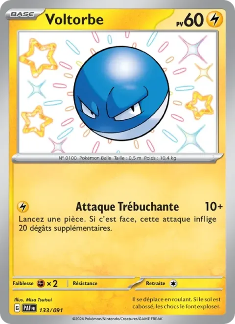 Carte Pokémon Voltorbe 133/091, extension Destinées de Paldea