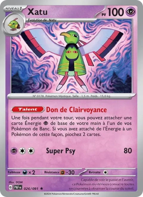 Carte Pokémon Xatu 026/091, extension Destinées de Paldea
