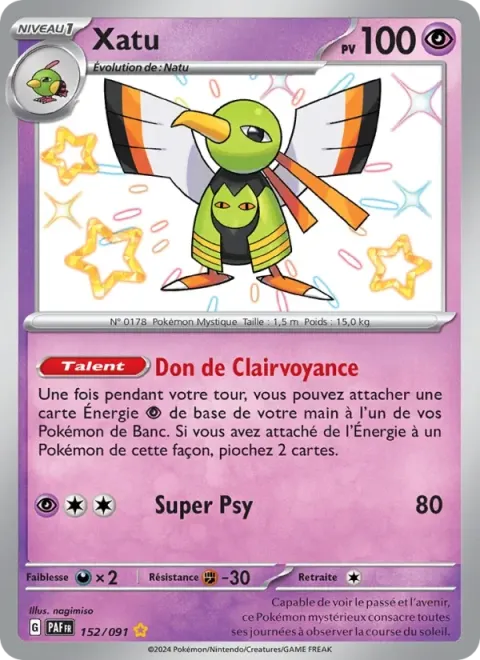 Carte Pokémon Xatu 152/091, extension Destinées de Paldea