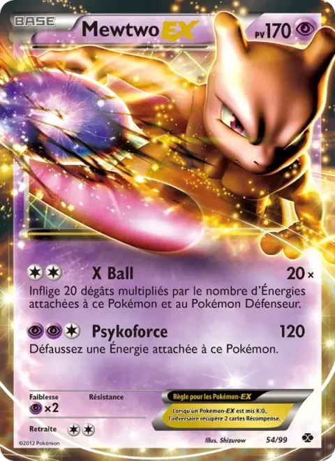 Carte Pokémon Mewtwo-EX 054/099, extension Destinées Futures