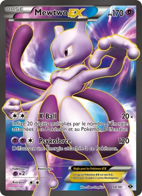 Carte Pokémon Mewtwo-EX 098/099, extension Destinées Futures