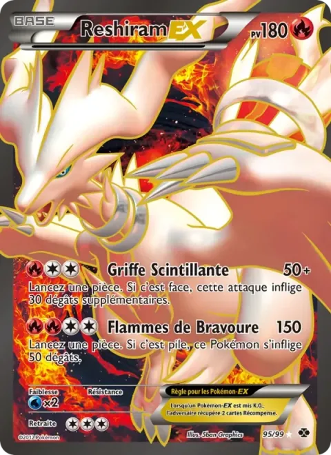 Carte Pokémon Reshiram-EX 095/099, extension Destinées Futures