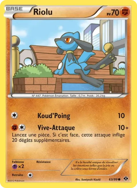 Carte Pokémon Riolu 063/099, extension Destinées Futures