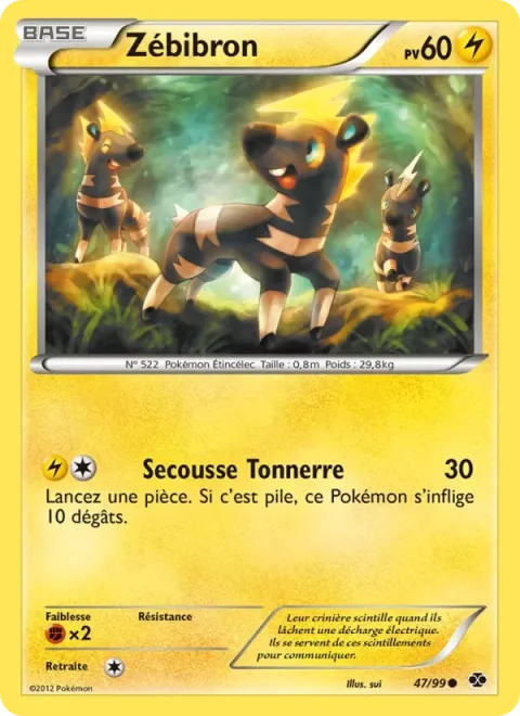 Carte Pokémon Zébibron 047/099, extension Destinées Futures