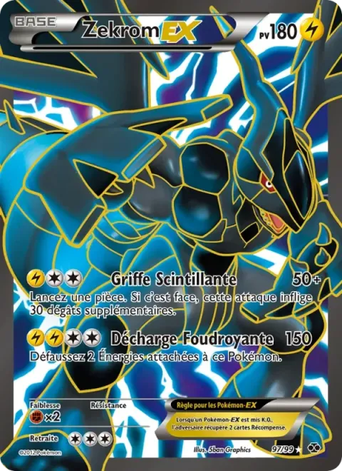 Carte Pokémon Zekrom-EX 097/099, extension Destinées Futures