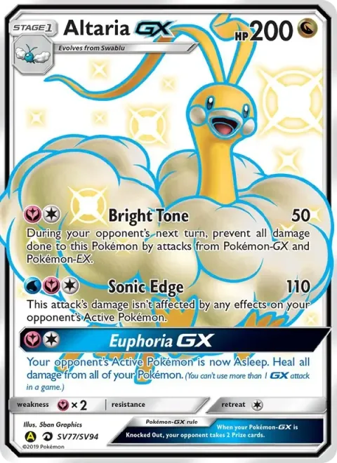 Carte Pokémon Altaria-GX SV77/SV94, extension Destinées Occultes