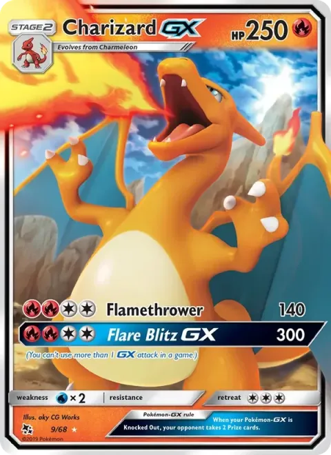 Carte Pokémon Dracaufeu-GX 009/068, extension Destinées Occultes