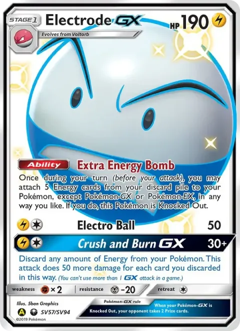 Carte Pokémon Électrode-GX SV57/SV94, extension Destinées Occultes