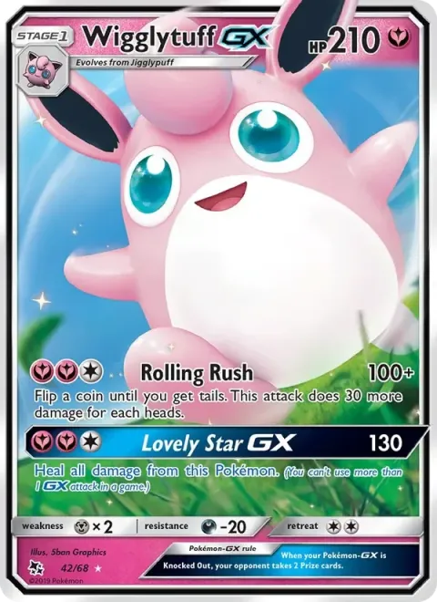Carte Pokémon Grodoudou-GX 042/068, extension Destinées Occultes