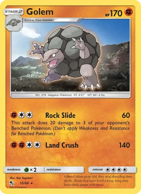 Carte Pokémon Grolem 035/068, extension Destinées Occultes