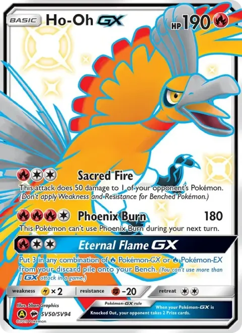 Carte Pokémon Ho-Oh-GX SV50/SV94, extension Destinées Occultes