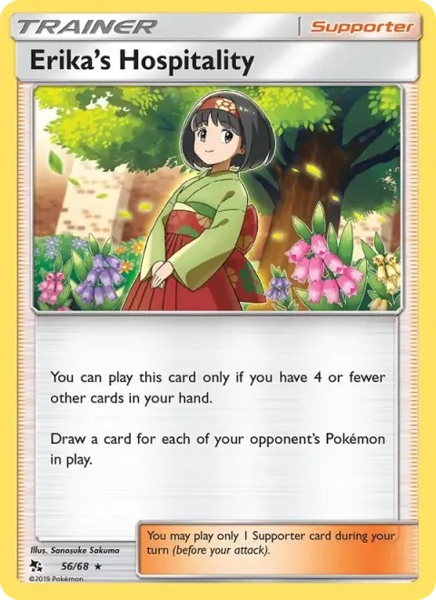 Carte Pokémon Hospitalité d’Erika 056/068, extension Destinées Occultes
