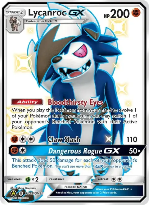 Carte Pokémon Lougaroc-GX SV66/SV94, extension Destinées Occultes