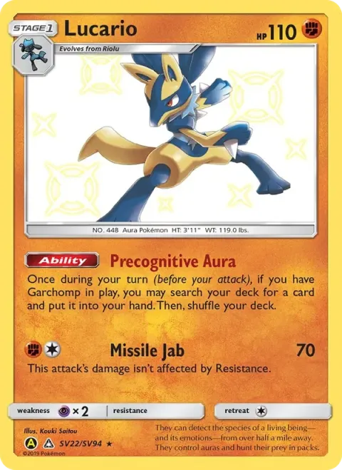Carte Pokémon Lucario SV22/SV94, extension Destinées Occultes