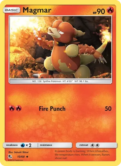 Carte Pokémon Magmar 010/068, extension Destinées Occultes