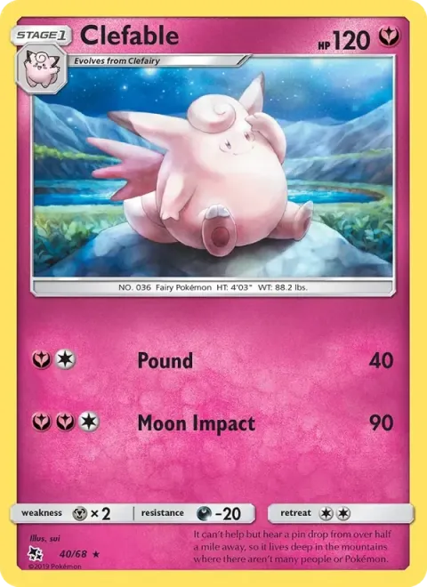Carte Pokémon Mélodelfe 040/068, extension Destinées Occultes