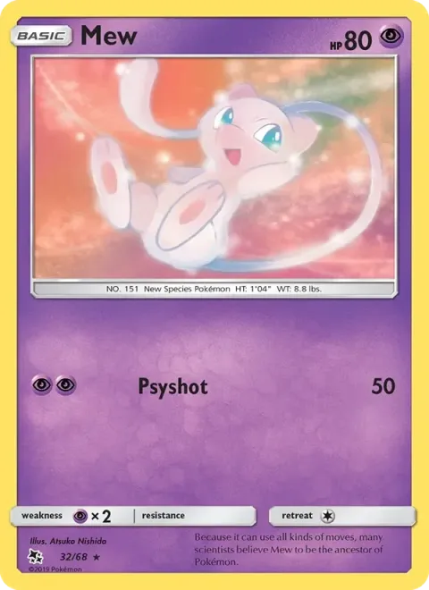 Carte Pokémon Mew 032/068, extension Destinées Occultes
