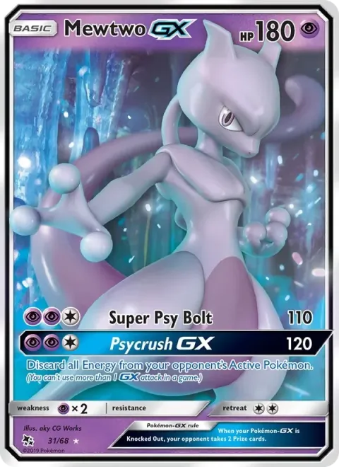 Carte Pokémon Mewtwo-GX 031/068, extension Destinées Occultes