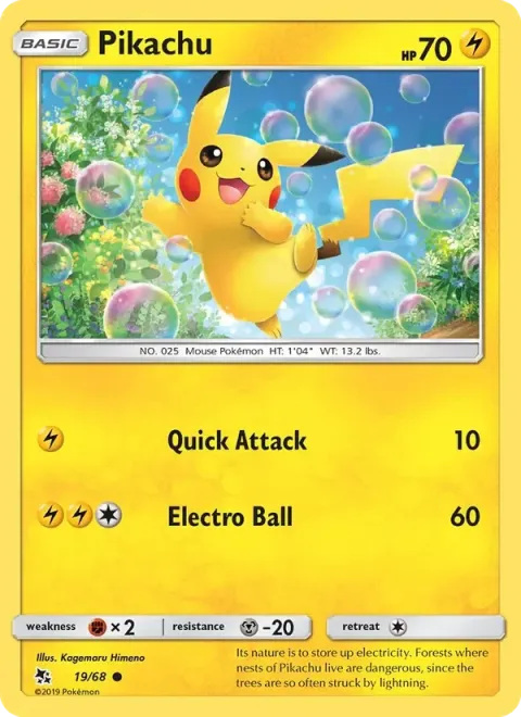 Carte Pokémon Pikachu 019/068, extension Destinées Occultes