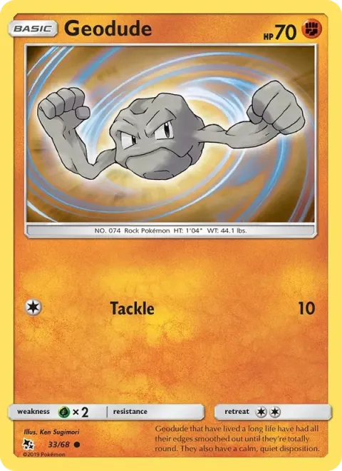 Carte Pokémon Racaillou 033/068, extension Destinées Occultes