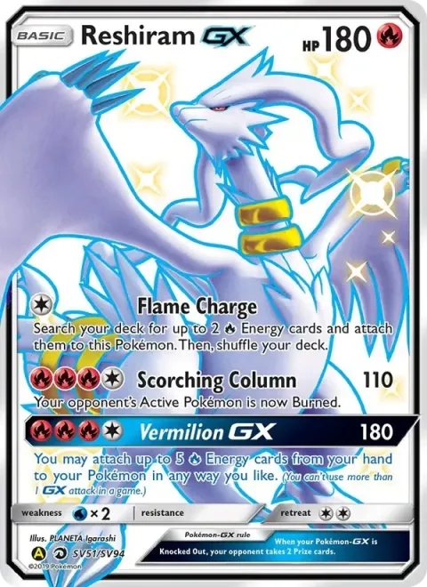 Carte Pokémon Reshiram-GX SV51/SV94, extension Destinées Occultes