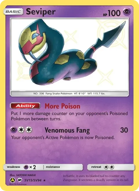 Carte Pokémon Séviper SV15/SV94, extension Destinées Occultes