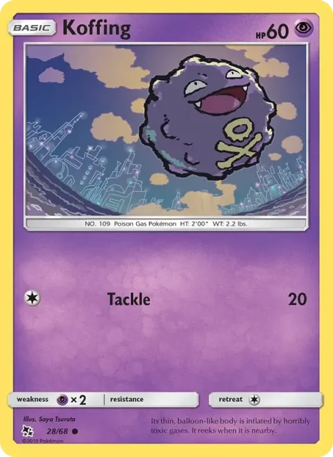 Carte Pokémon Smogo 028/068, extension Destinées Occultes