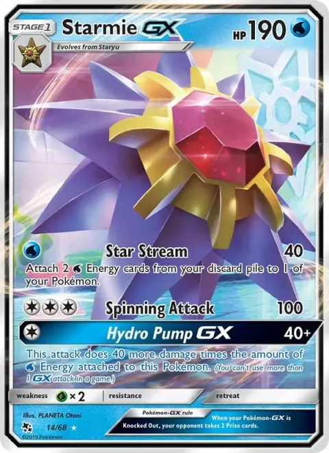 Carte Pokémon Staross-GX 014/068, extension Destinées Occultes