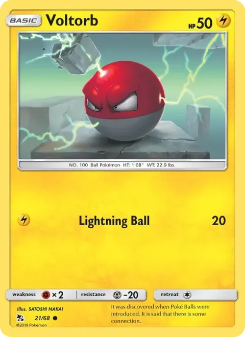 Carte Pokémon Voltorbe 021/068, extension Destinées Occultes