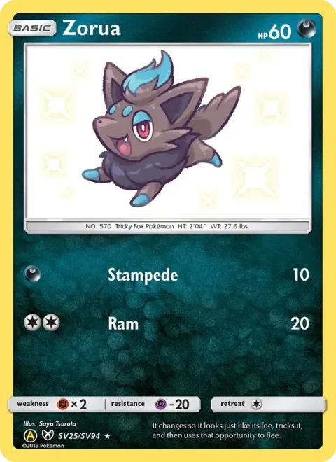 Carte Pokémon Zorua SV25/SV94, extension Destinées Occultes