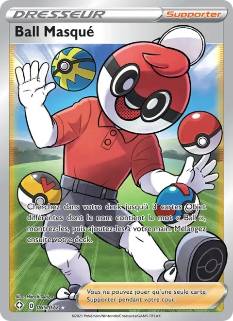 Carte Pokémon Ball Masqué 065/072, extension Destinées Radieuses