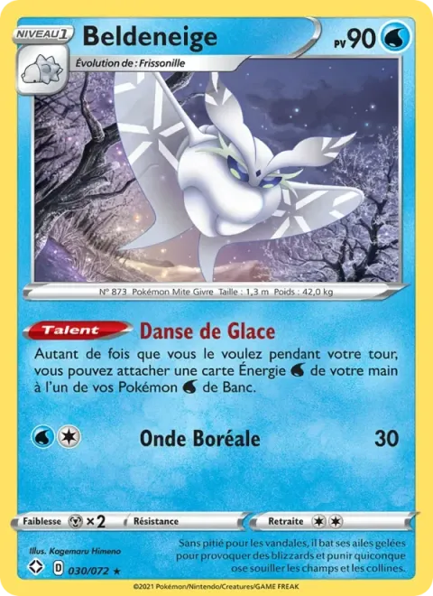 Carte Pokémon Beldeneige 030/072, extension Destinées Radieuses