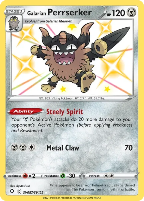 Carte Pokémon Berserkatt de Galar SV087/SV122, extension Destinées Radieuses