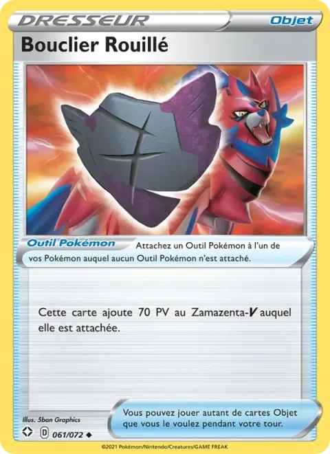 Carte Pokémon Bouclier Rouillé 061/072, extension Destinées Radieuses