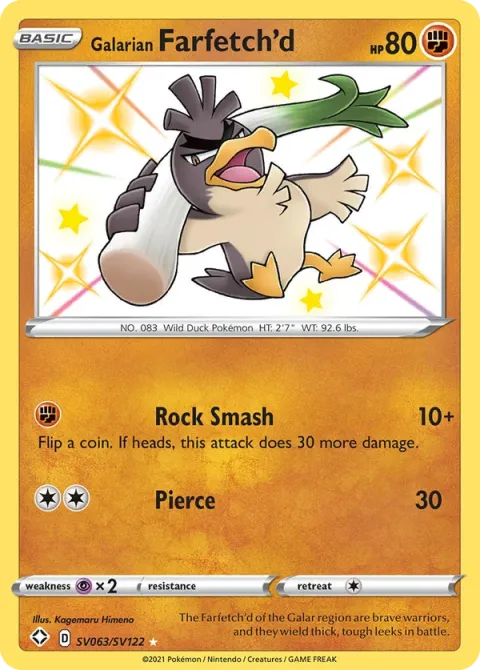 Carte Pokémon Canarticho de Galar SV063/SV122, extension Destinées Radieuses