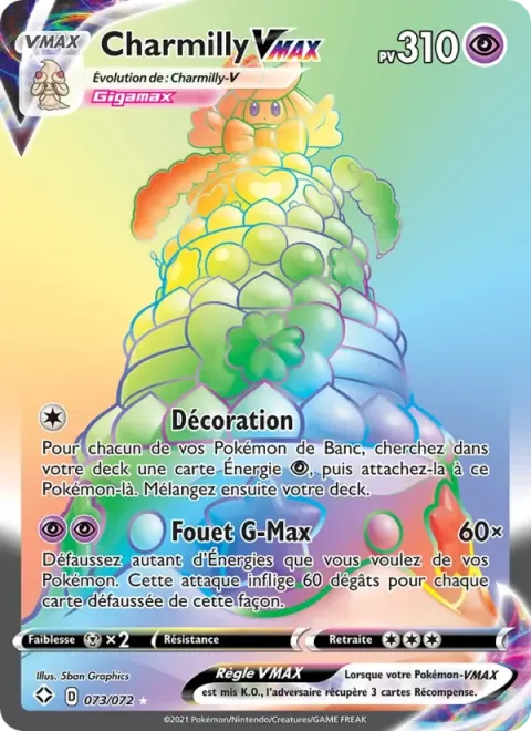 Carte Pokémon Charmilly VMAX 073/072, extension Destinées Radieuses