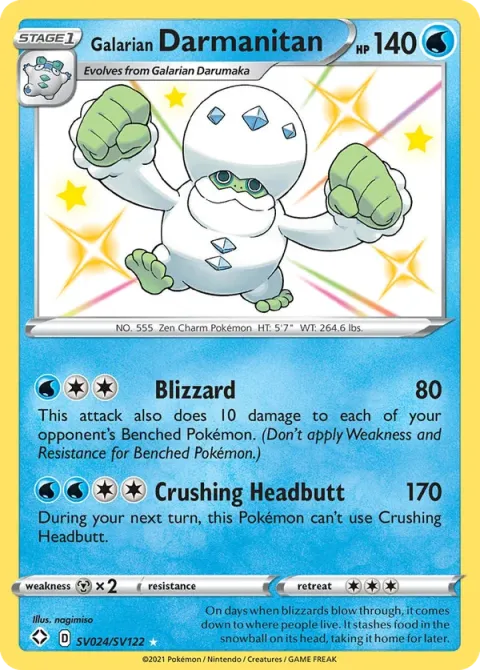 Carte Pokémon Darumacho de Galar SV024/SV122, extension Destinées Radieuses