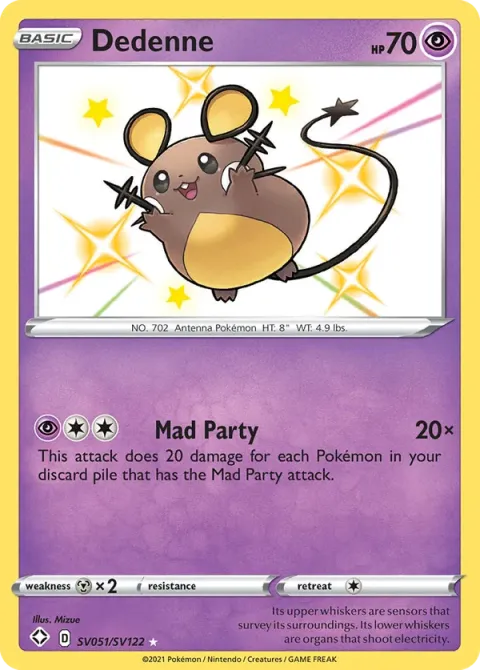 Carte Pokémon Dedenne SV051/SV122, extension Destinées Radieuses