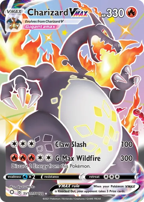 Carte Pokémon Dracaufeu VMAX SV107/SV122, extension Destinées Radieuses