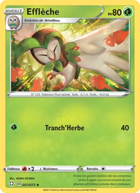 Carte Pokémon Efflèche 007/072, extension Destinées Radieuses