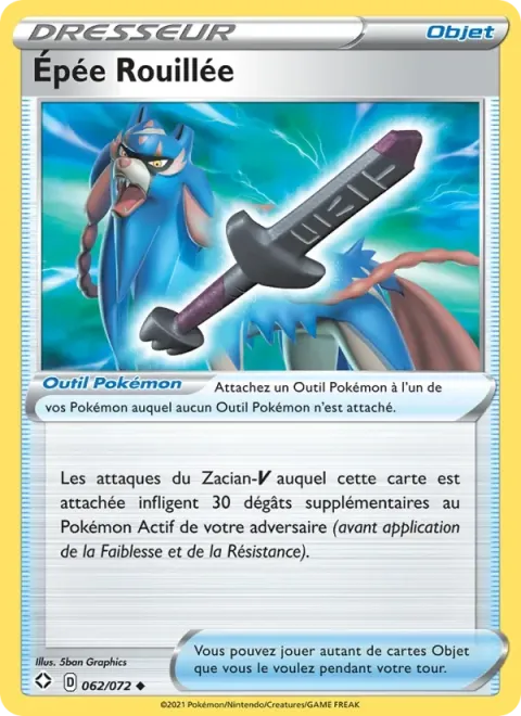 Carte Pokémon Épée Rouillée 062/072, extension Destinées Radieuses