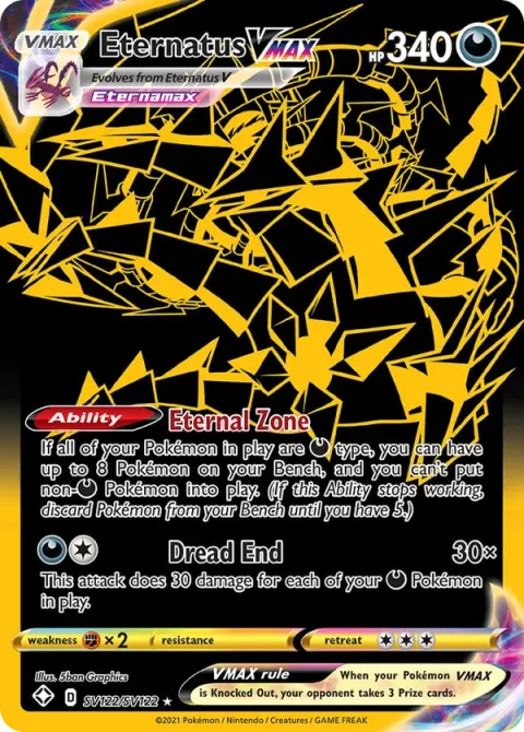 Carte Pokémon Éthernatos VMAX SV122/SV122, extension Destinées Radieuses
