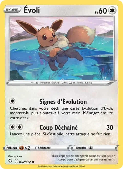 Carte Pokémon Évoli 052/072, extension Destinées Radieuses
