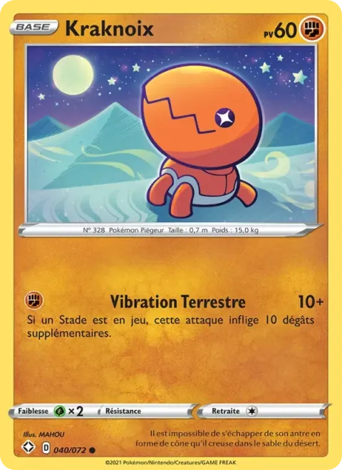 Carte Pokémon Kraknoix 040/072, extension Destinées Radieuses