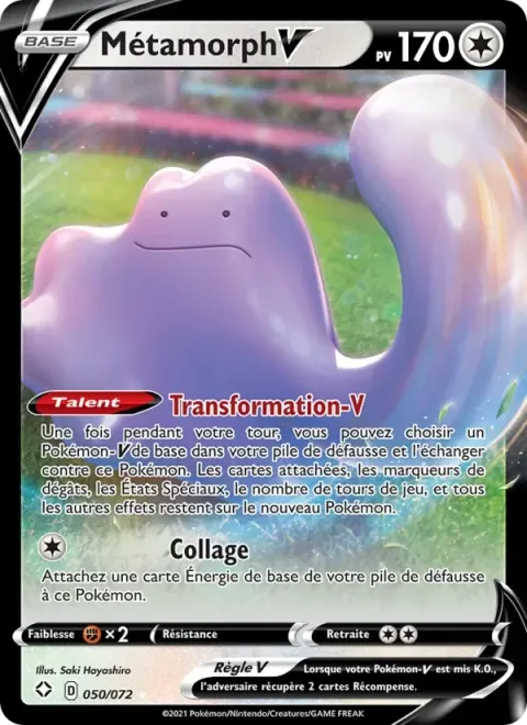 Carte Pokémon Métamorph V 050/072, extension Destinées Radieuses