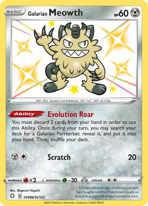 Carte Pokémon Miaouss de Galar SV086/SV122, extension Destinées Radieuses
