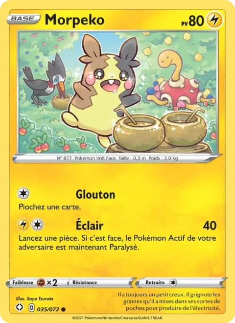 Carte Pokémon Morpeko 035/072, extension Destinées Radieuses