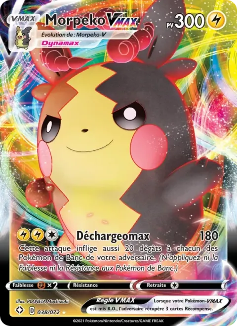Carte Pokémon Morpeko VMAX 038/072, extension Destinées Radieuses