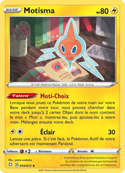 Carte Pokémon Motisma 034/072, extension Destinées Radieuses